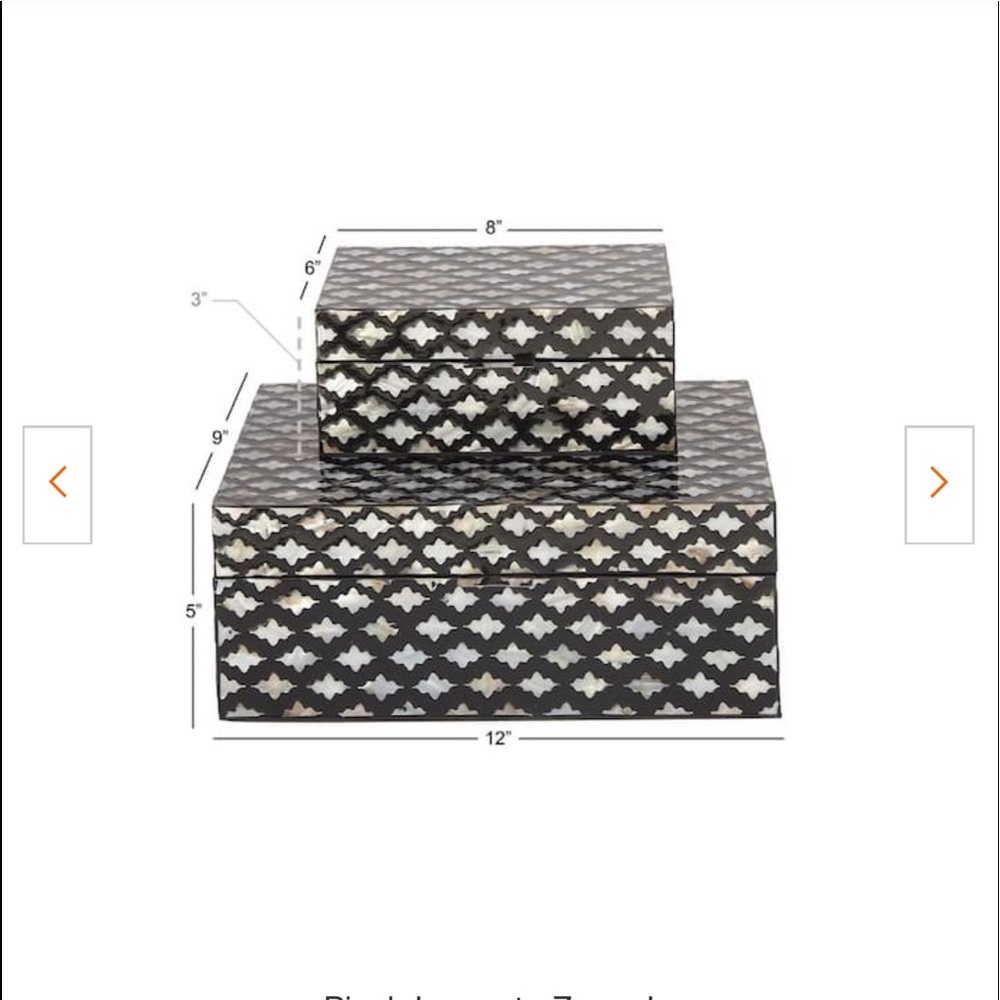 Set of 2 wooden & shell Decorative boxes